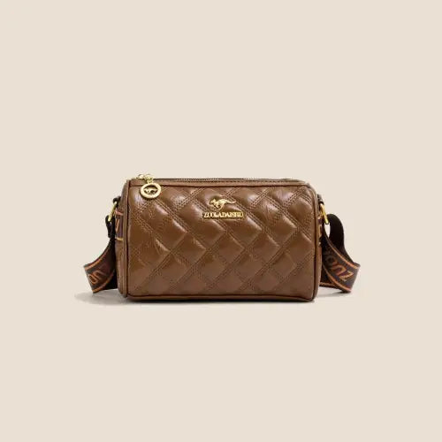 Brown Quilted Leather Shoulder Bag