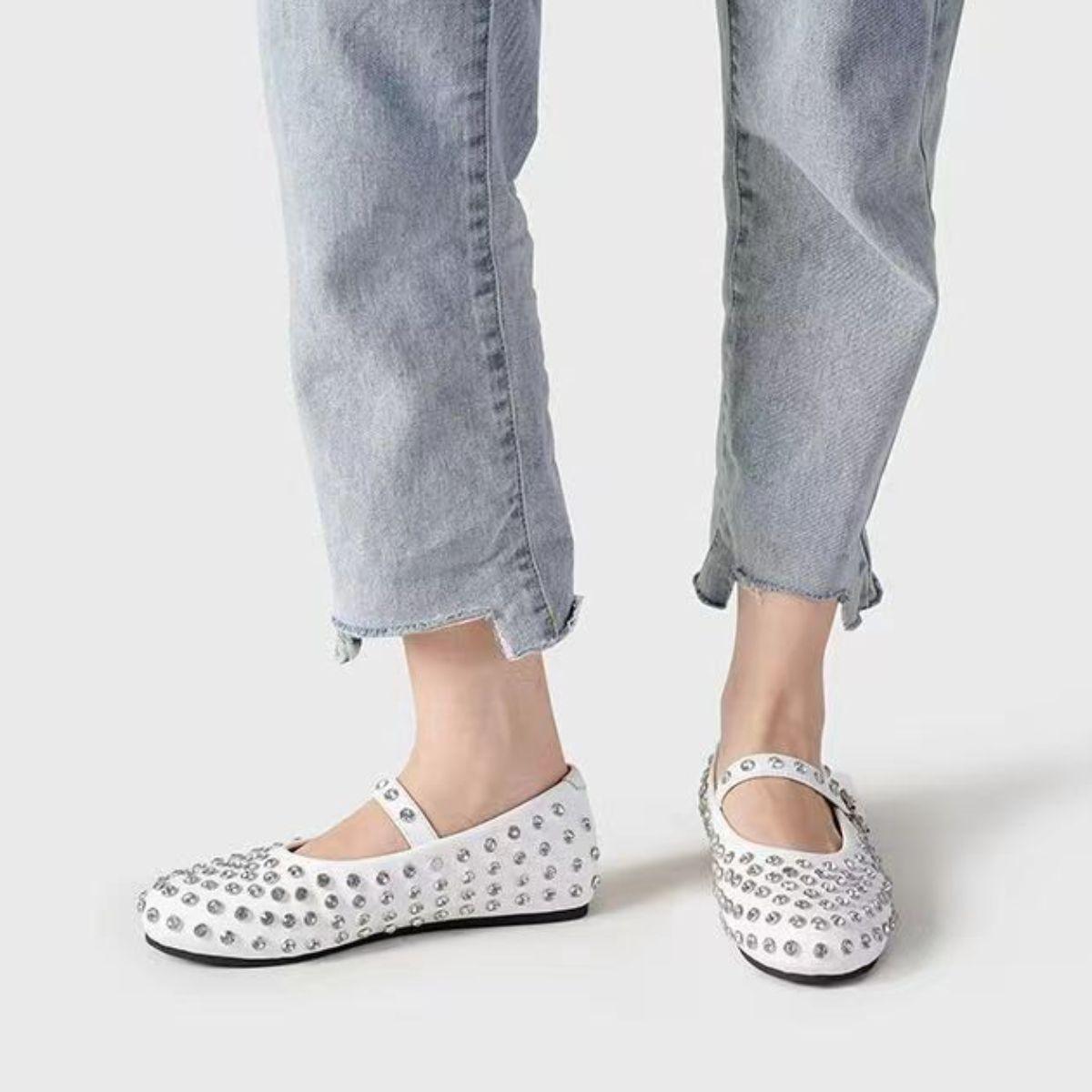 PU Leather Studded Flat Loafers