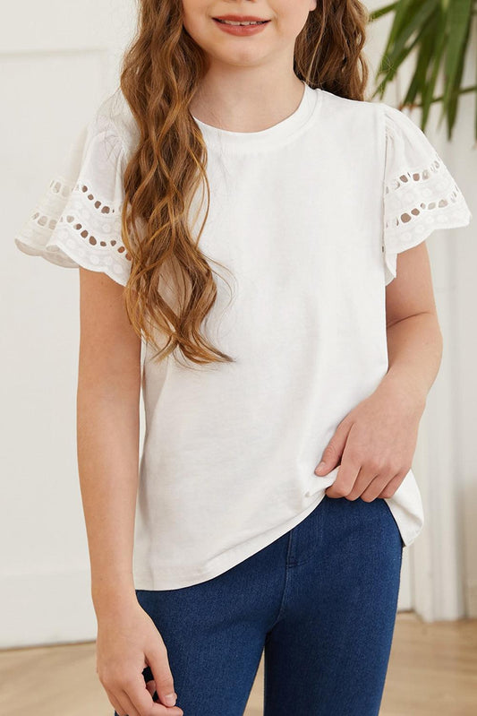 Round Neck Flutter Sleeve T-Shirt - CM