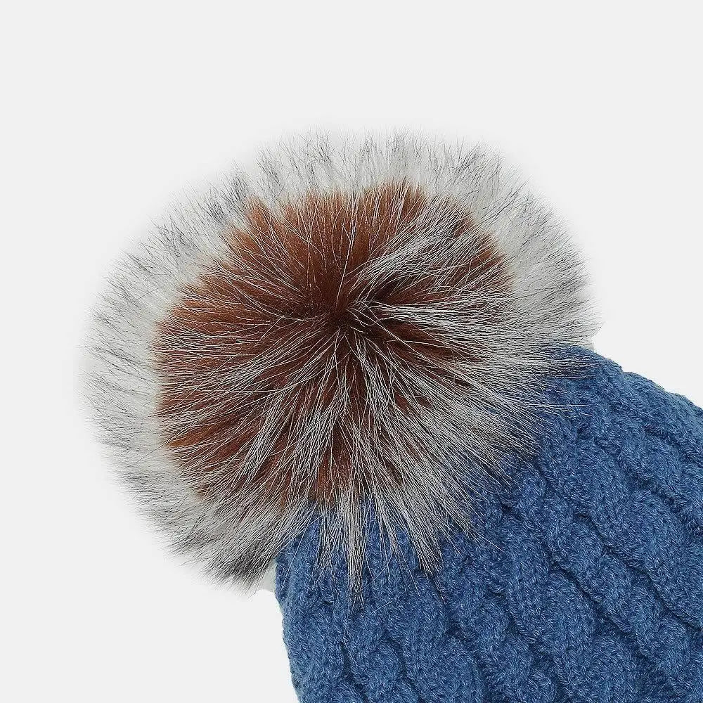 Cozy Cable Knit Winter Hat with Fluffy Pompom