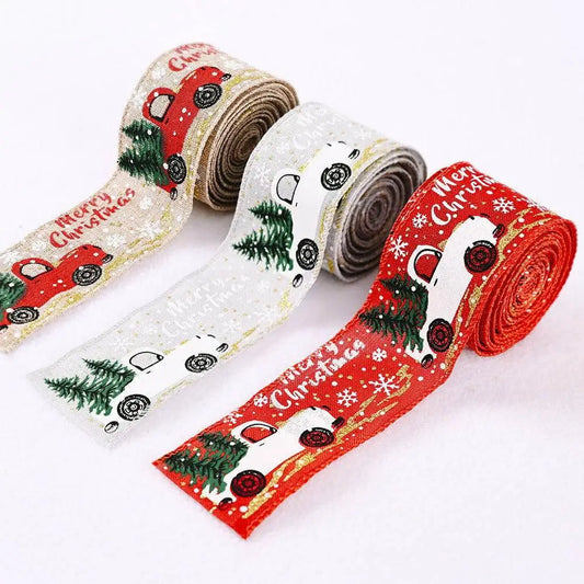 Car & Christmas Tree Ribbon - Red / One Size - CynthiaMonica CM