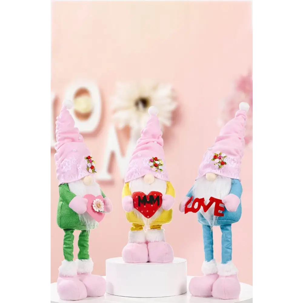 Charming Pearl Decor Faceless Gnomes with Pink Hats for Every Occasion