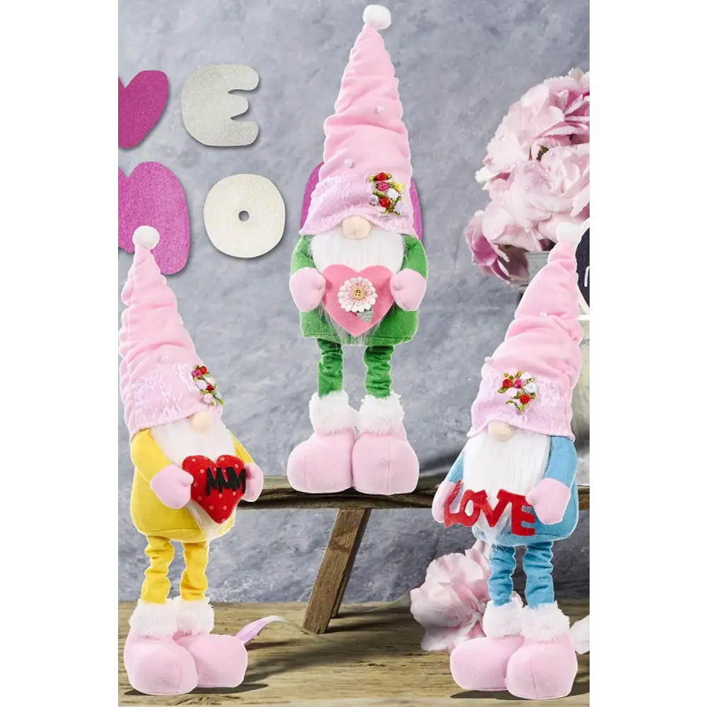 Charming Pearl Decor Faceless Gnomes with Pink Hats for Every Occasion