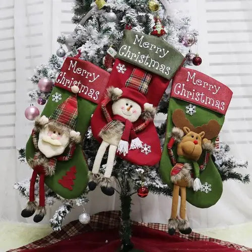 Charming Plush Christmas Stockings for a Festive Holiday Tree