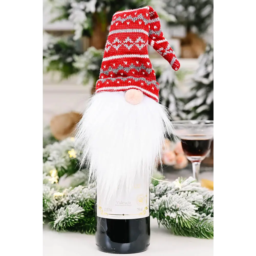 Cheerful Christmas Faceless Gnome Wine Bottle Covers for the Holidays