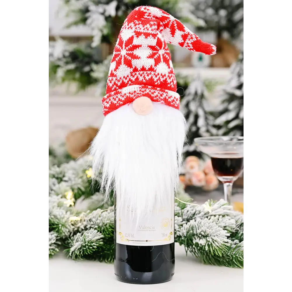 Cheerful Christmas Faceless Gnome Wine Bottle Covers for the Holidays