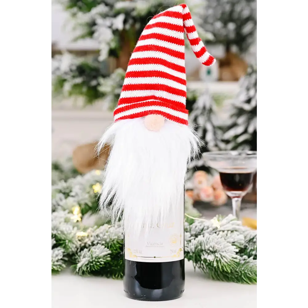 Cheerful Christmas Faceless Gnome Wine Bottle Covers for the Holidays