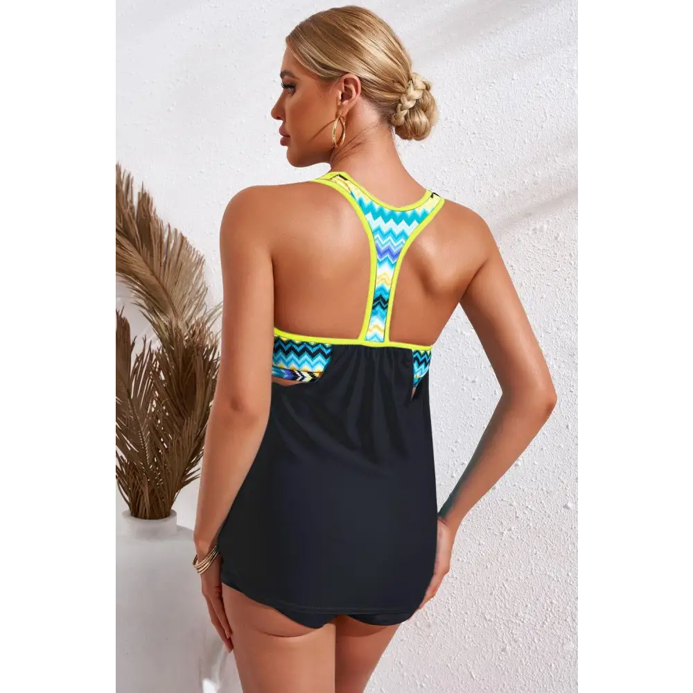 Stylish Chevron Stripe Racerback Swim Tank for Summer Adventures