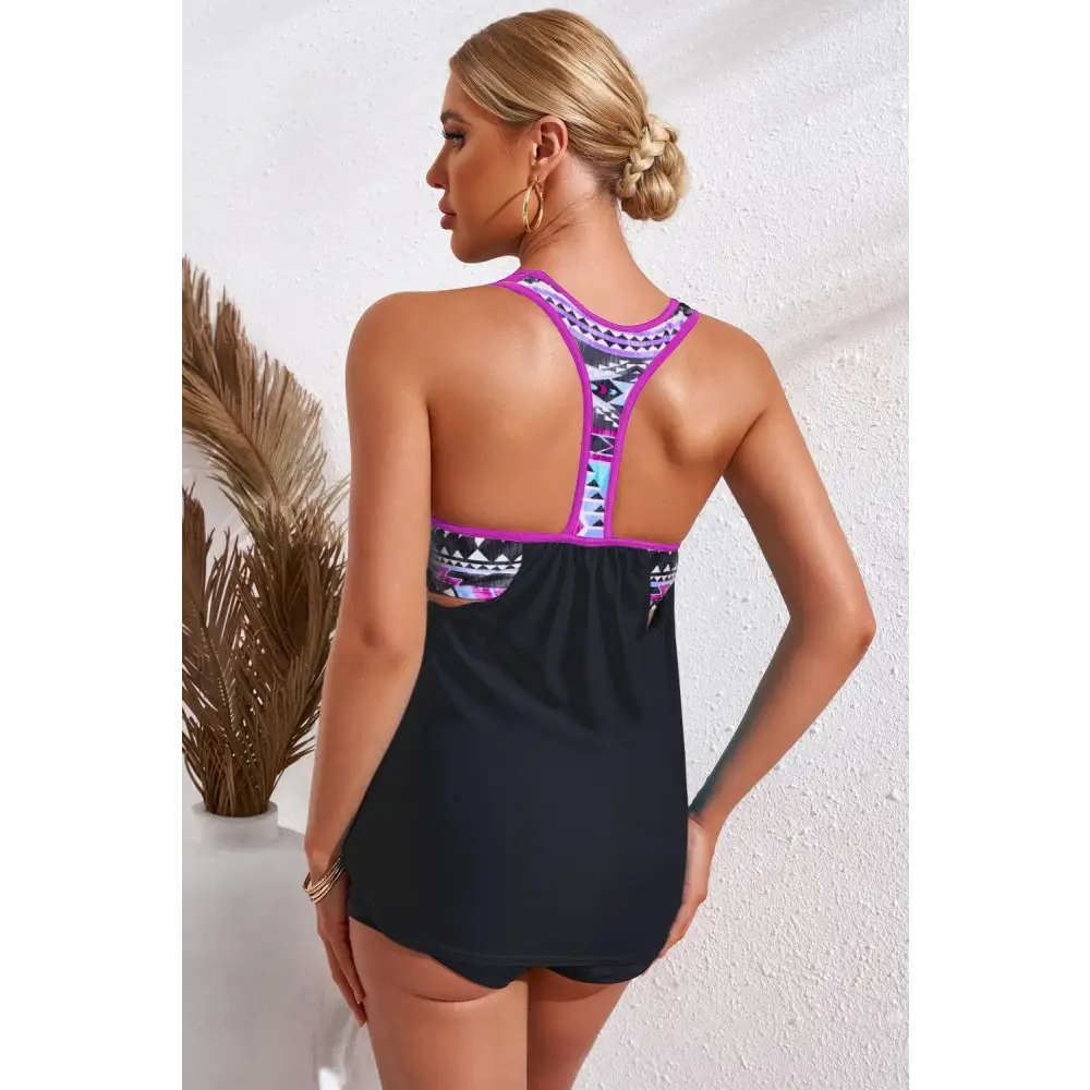 Stylish Chevron Stripe Racerback Swim Tank for Summer Adventures