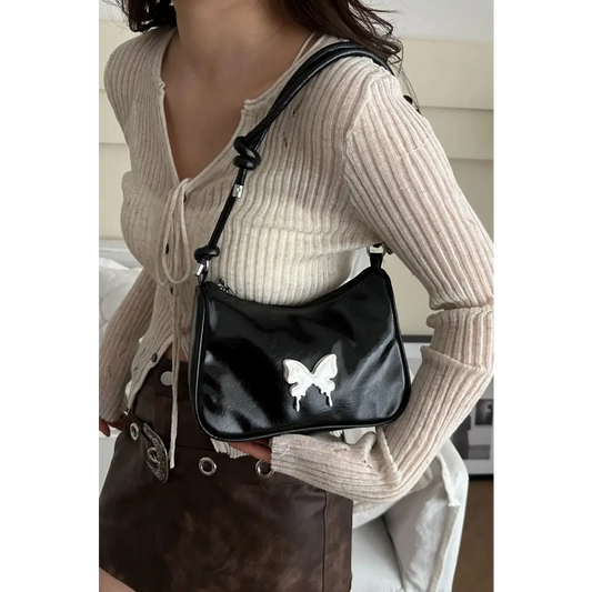 Butterfly PU Leather Knotted Strap Shoulder Bag - CM Fashion