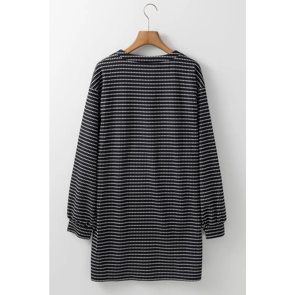 Chic Black Striped V-Neck Long Sleeve Mini Dress for Effortless Style