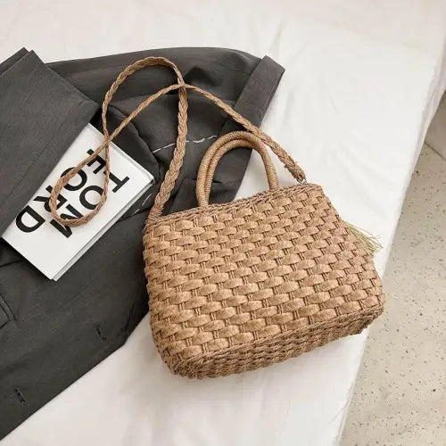 Chic Braided Strap Paper Weave Shoulder Bag