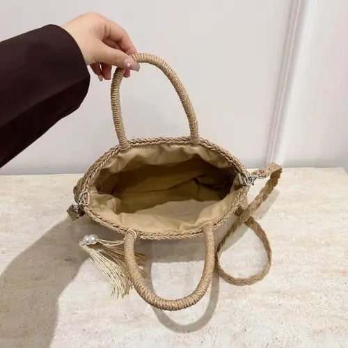 Chic Braided Strap Paper Weave Shoulder Bag