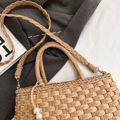 Chic Braided Strap Paper Weave Shoulder Bag