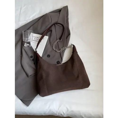 Chic Brown Suede Adjustable Strap Shoulder Bag for Stylish Outings