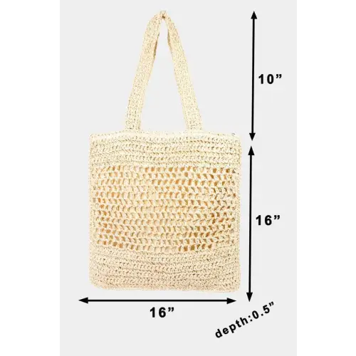 Chic Fame Straw-Paper Crochet Tote for Summer Adventures