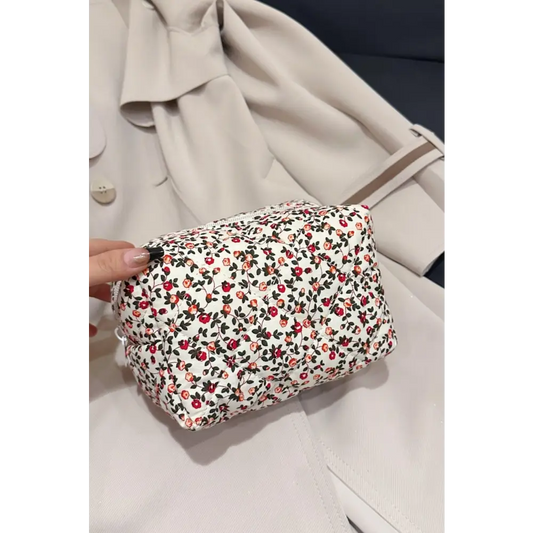 Floral Quilted Clutch with Plaid Lining - CM Fashion