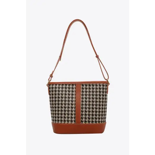 Chic Houndstooth PU Leather Shoulder Bag