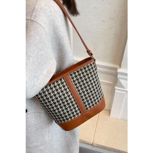 Chic Houndstooth PU Leather Shoulder Bag