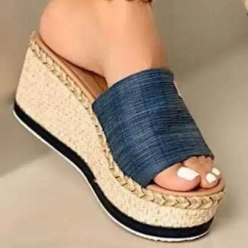 Chic Leather Open Toe Sandals with Bold Wedge Style