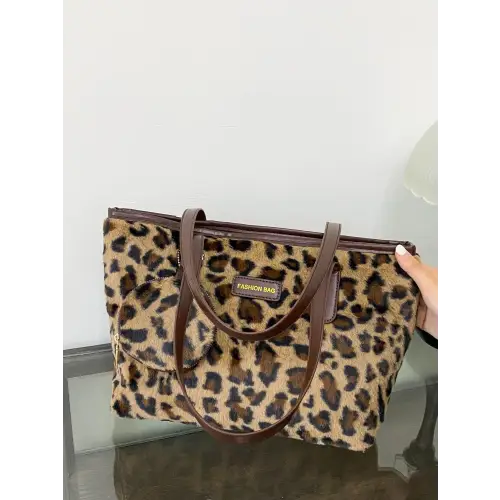 Chic Leopard Faux Fur Tote Bag with Coin Purse for Stylish Adventures