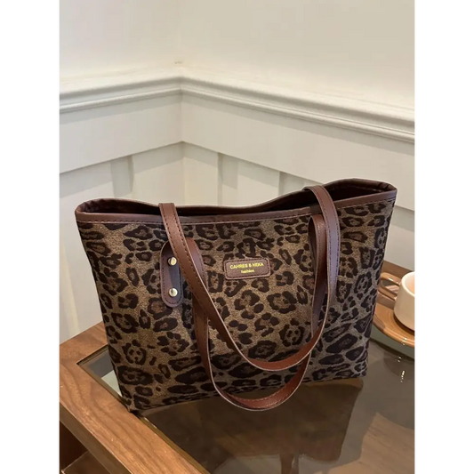 Leopard Polyester Tote Bag - CM Fashion