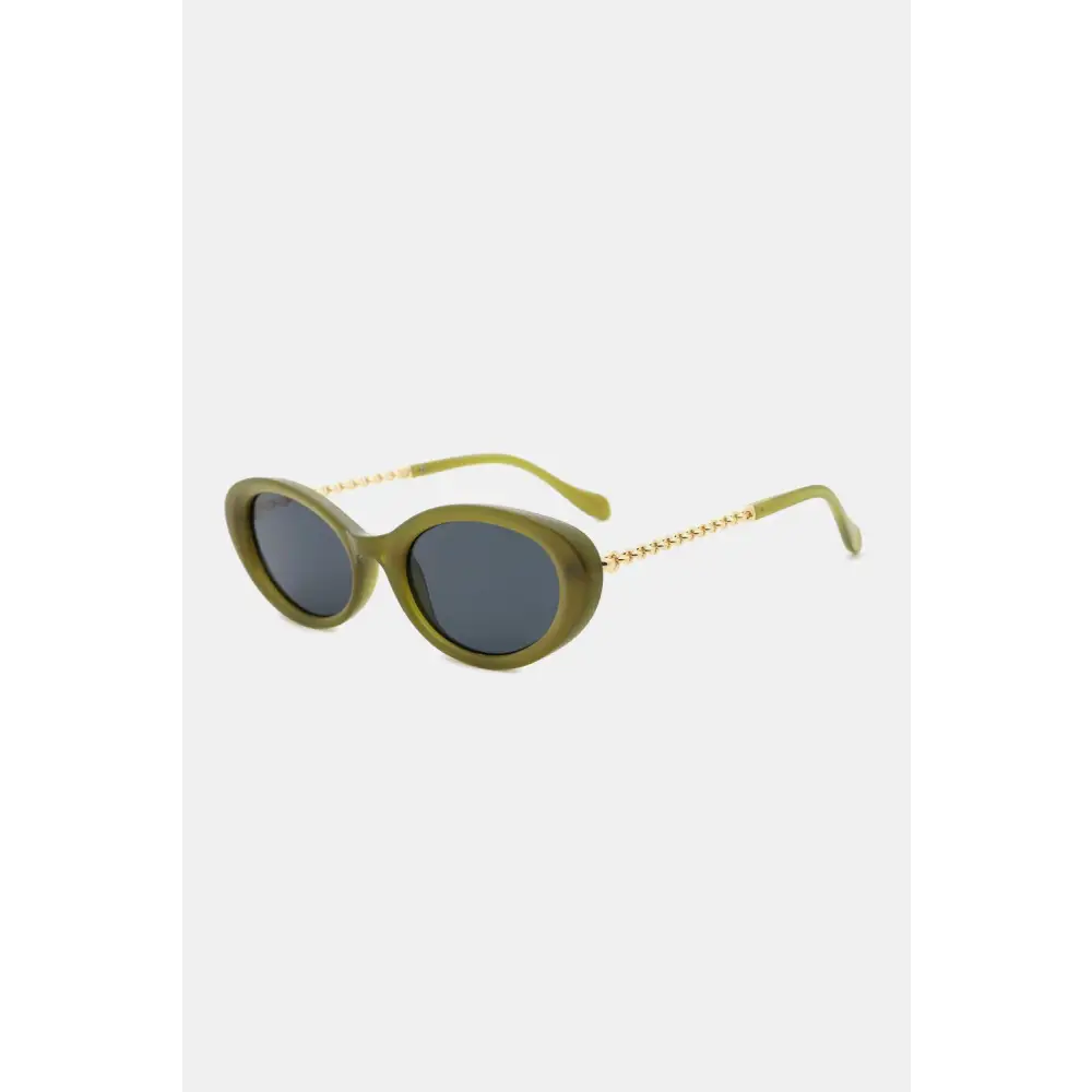 Chic Olive Green Frame Cat-Eye Sunglasses for Effortless Style