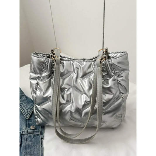 Textured Polyester Shoulder Bag - CM Fashion