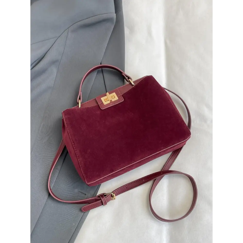 Chic Solid Color Handbags with Gold Clasps and Removable Straps