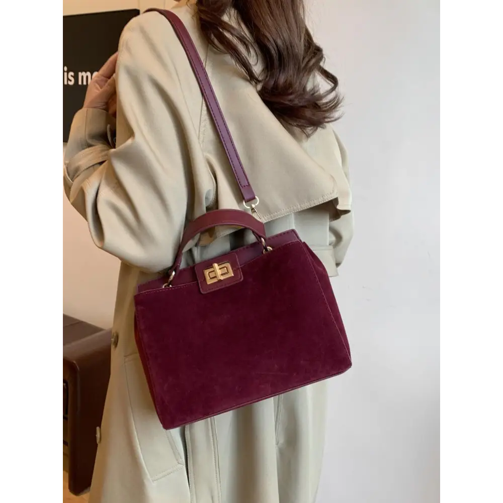 Chic Solid Color Handbags with Gold Clasps and Removable Straps