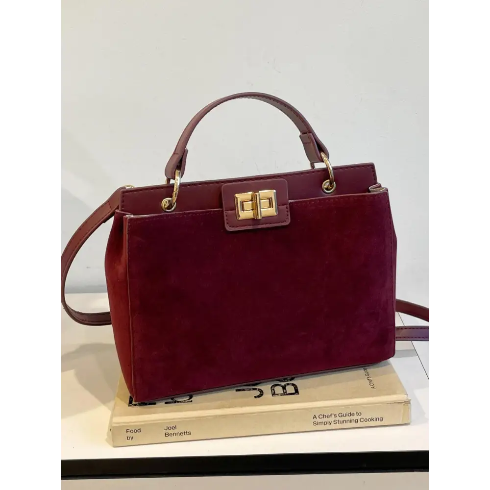 Chic Solid Color Handbags with Gold Clasps and Removable Straps