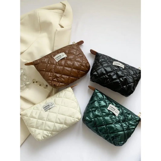 Solid Quilted Clutch with Zipper - CM Fashion