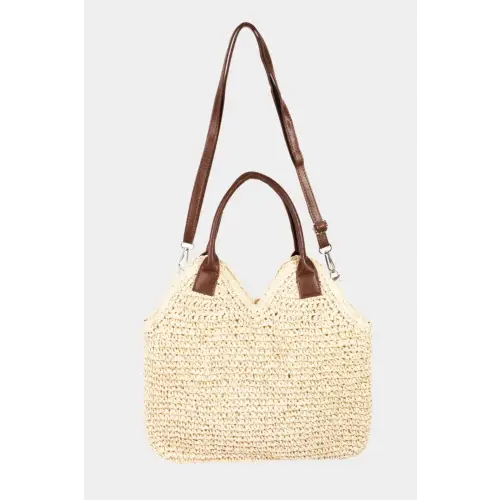 Fame Straw Braided Faux Leather Strap Shoulder Bag - CM Fashion