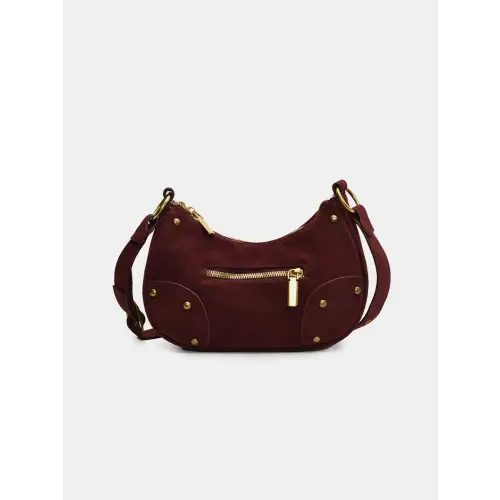 Chic Suede Adjustable Strap Shoulder Bag with Gold Accents