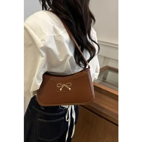 Chic Yeppi Bow Trim Leather Shoulder Bag for Elegant Style