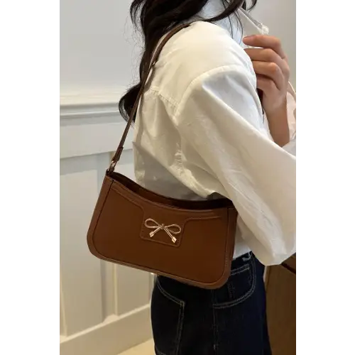 Chic Yeppi Bow Trim Leather Shoulder Bag for Elegant Style