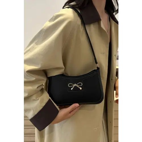 Chic Yeppi Bow Trim Leather Shoulder Bag for Elegant Style