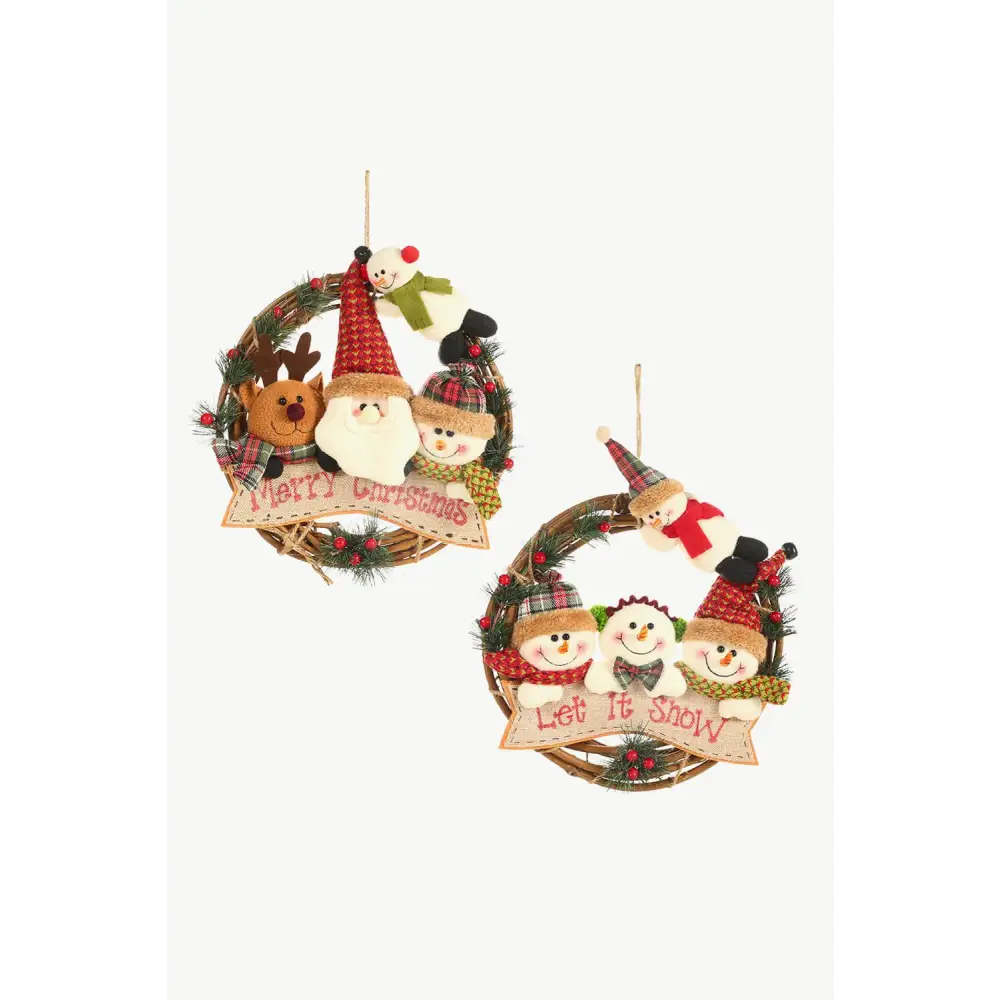 Christmas Element Rattan Wreath Ornaments