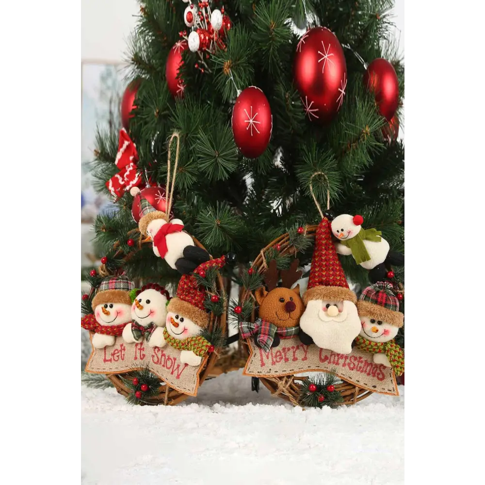 Christmas Element Rattan Wreath Ornaments