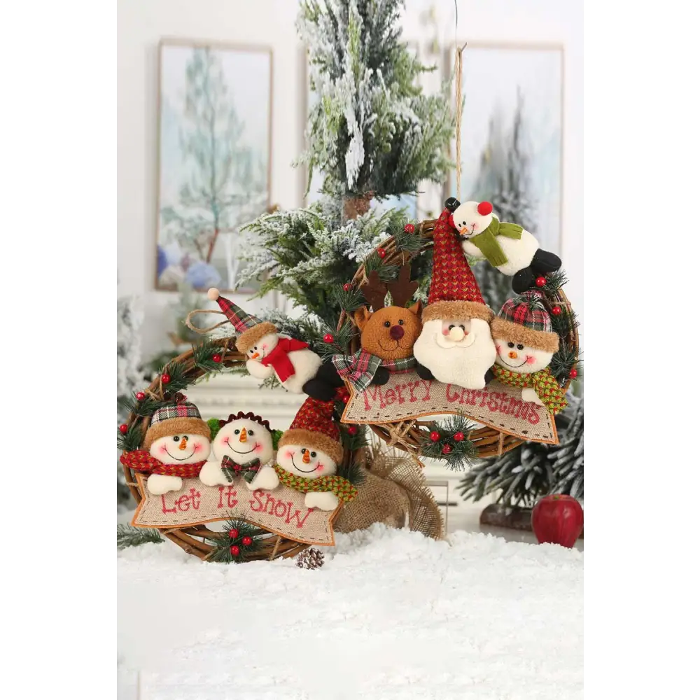 Christmas Element Rattan Wreath Ornaments