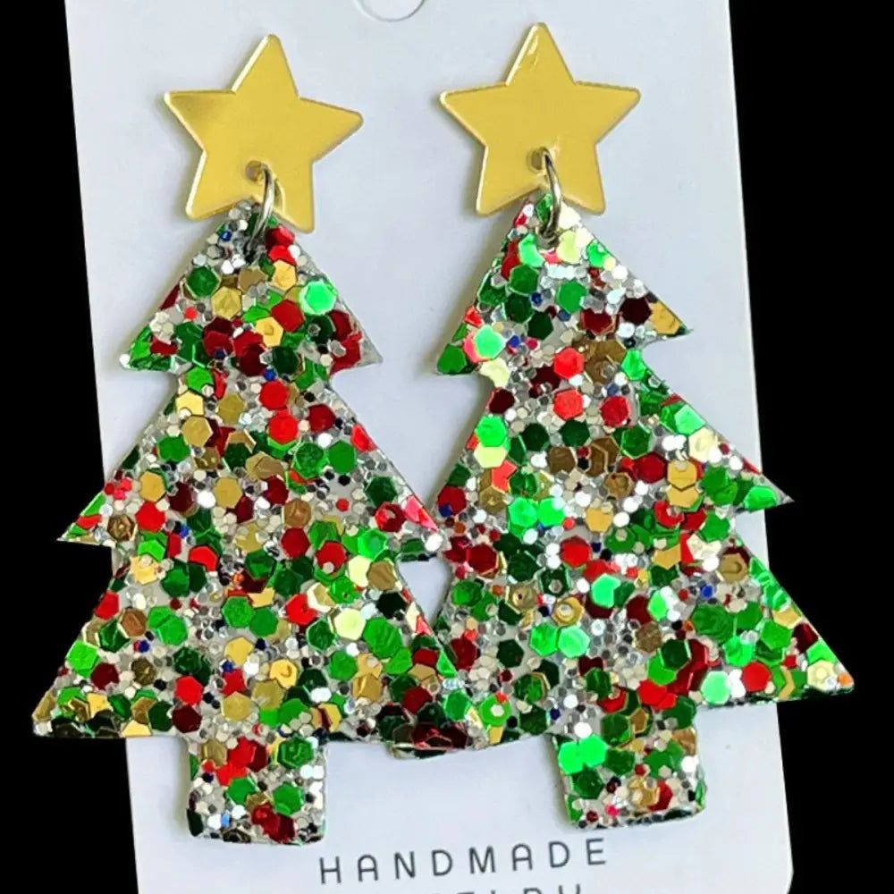 Christmas Tree Acrylic Dangle Earrings