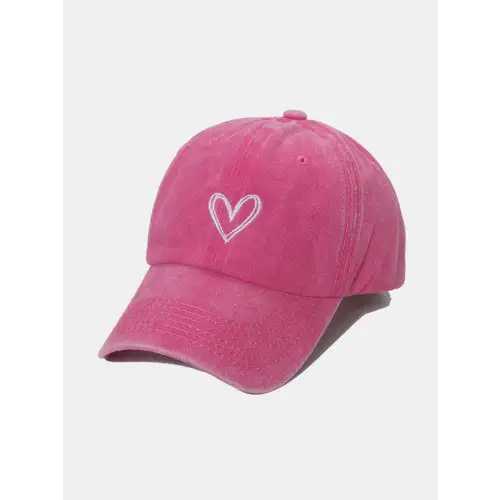 Embroidered Heart Washed Cotton Baseball Cap - CM Fashion