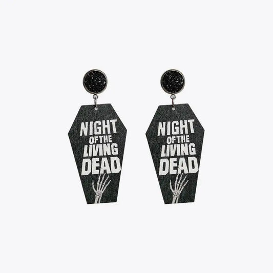 Coffin Shape Wooden Dangle Earrings - CM Fashion