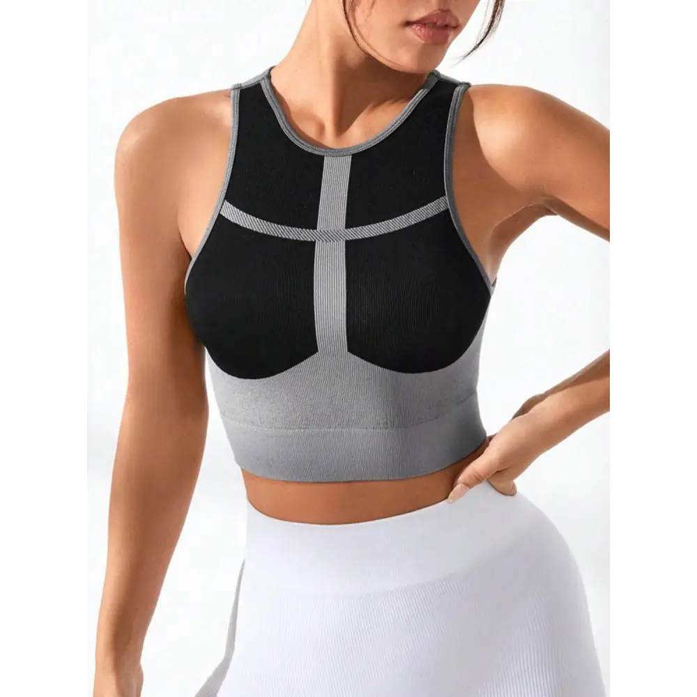 Color Block Round Neck Active Tank