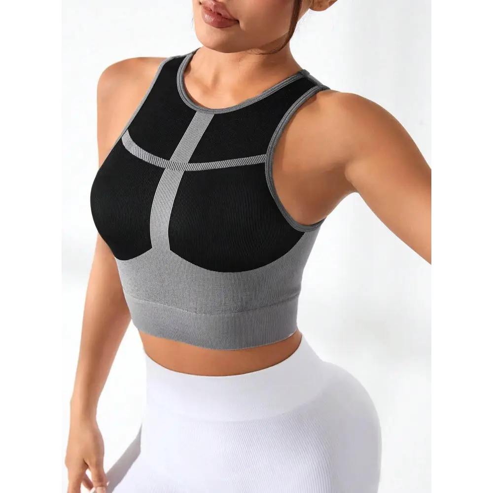 Color Block Round Neck Active Tank