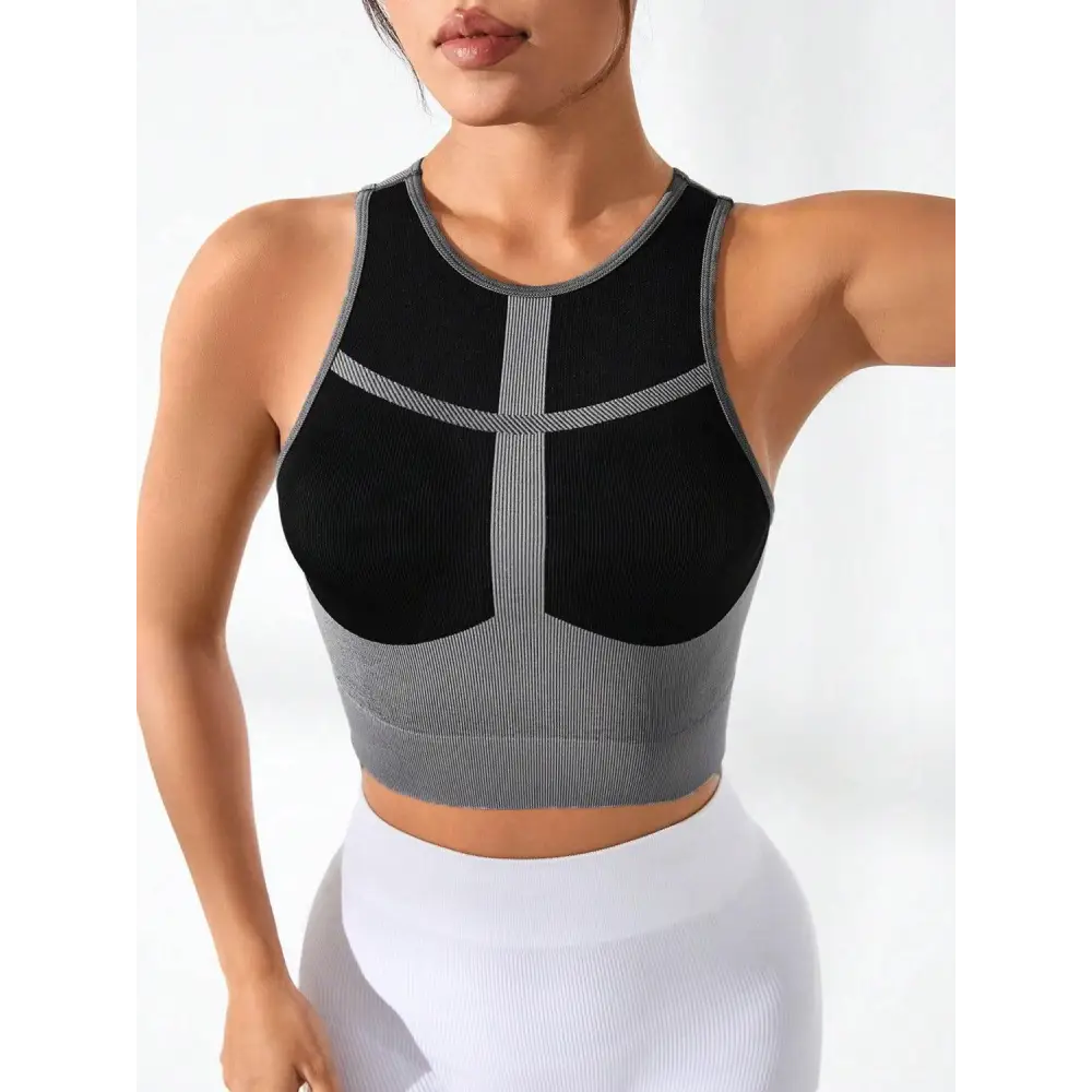 Color Block Round Neck Active Tank