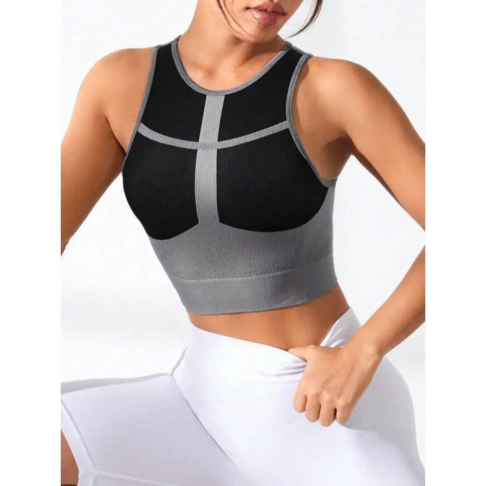 Color Block Round Neck Active Tank