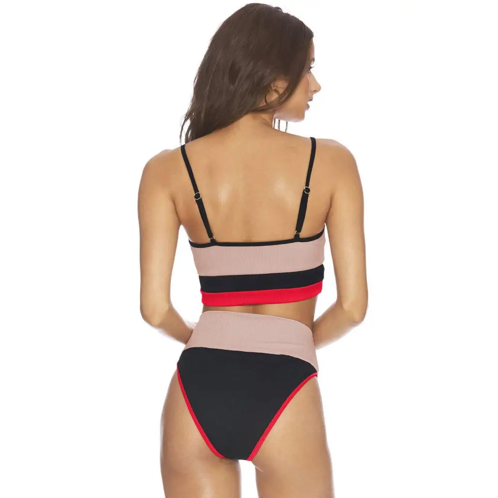 Vibrant Color Block Spaghetti Strap Two-Piece Swim Set