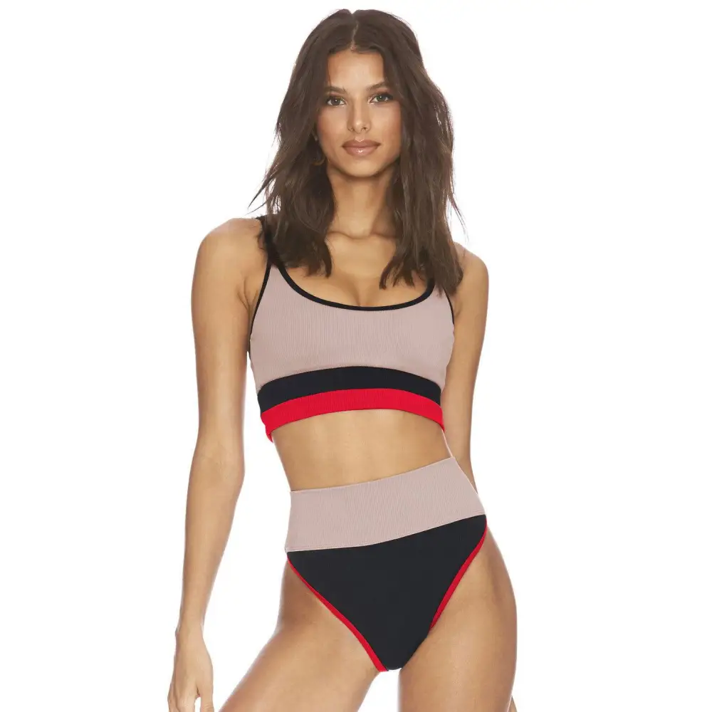 Vibrant Color Block Spaghetti Strap Two-Piece Swim Set