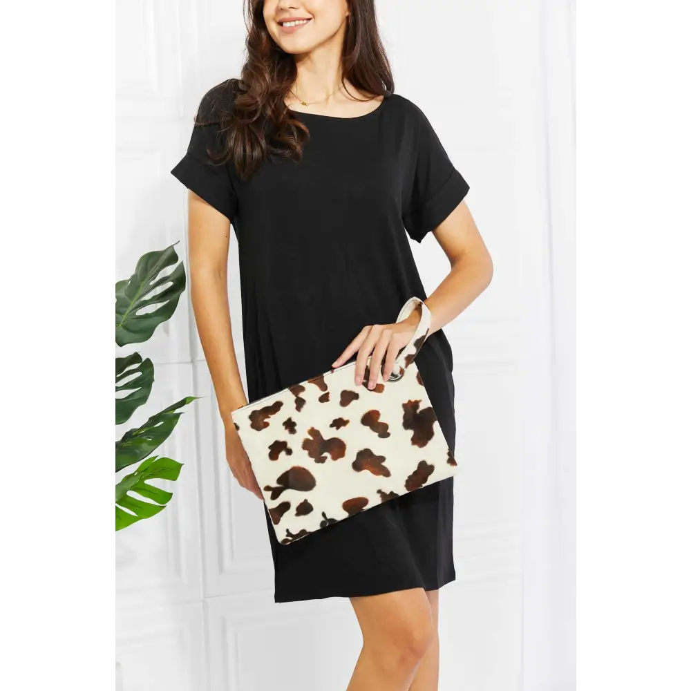 Stylish Animal Print Wristlet Clutch with Original Tags